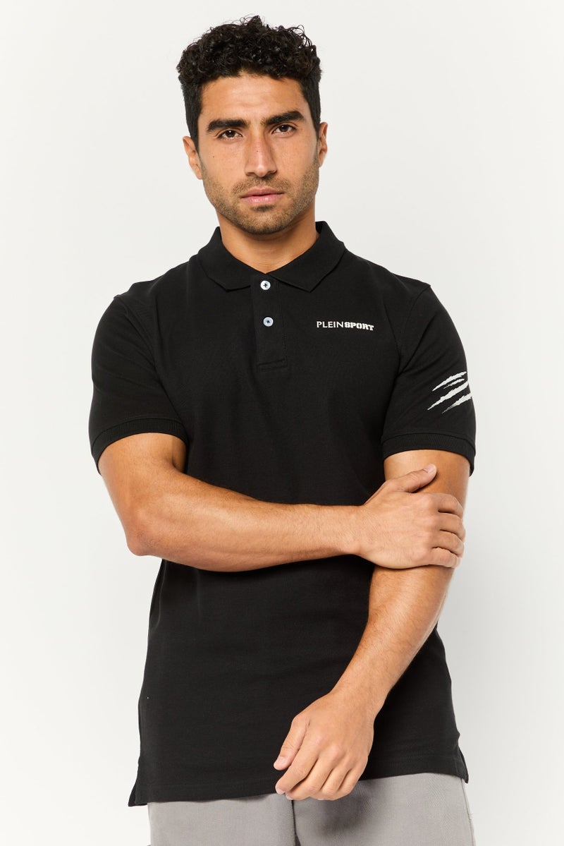 PHILIPP PLEIN تي شيرت بولو رياضي للرجال من بلاين سبورت بأكمام قصيرة، أسود - Image 1